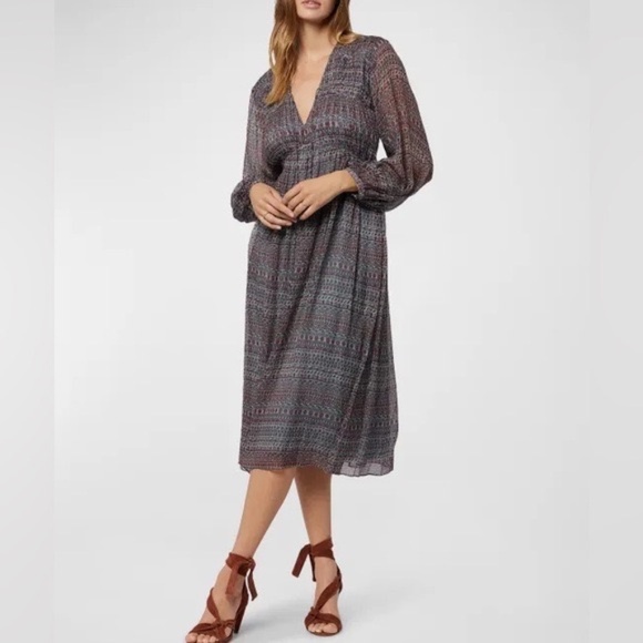 JOIE Alquina Silk Chiffon Midi Dress - Picture 1 of 9